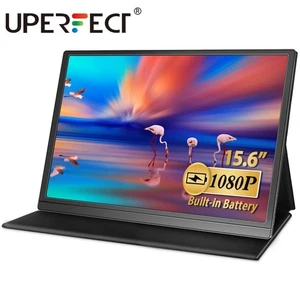 15,6 Zoll FHD Tragbarer Monitore 1080P Akku USB C Für Remote-Arbeit Office PC - Afbeelding 1 van 6