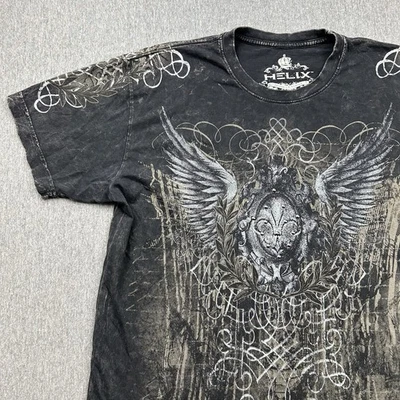 Camiseta negra grande Helix para hombre con estampado gráfico alas de ángel grunge Y2K manga corta Foto 1 de 4