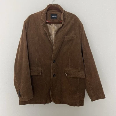 Chaqueta Blazer Marrón Pana Botón Frontal Talla 2XL (50”) Otoño Clásico Grapa Retro Foto 1 de 4