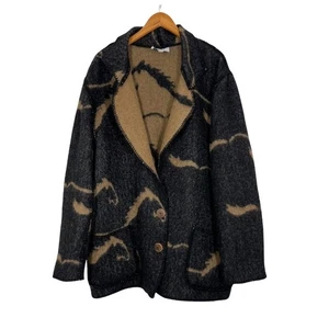 Abrigo Chaqueta Estampado Caballo Lana Robben Alexander New York De Colección Gris Tostado Talla L EE. UU. - Imagen 1 de 11