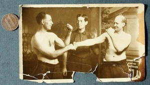 Pre-World War I Era Boxing Scene Real Photo postcard Boxers & Referee VINTAGE -- - Picture 1 of 1