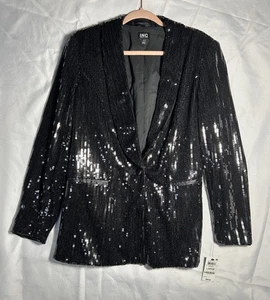 I.N.C. International Concepts Sequins Button-Front Blazer Jacket Black Size L - Picture 1 of 10