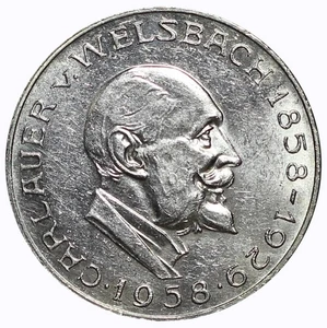 1958 Austria Carl Auer Von Welsback 25 Schilling Silver MF133422 - Picture 1 of 2