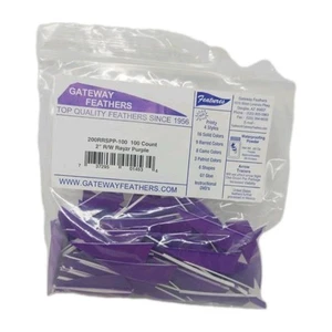 100 Pack Gateway Feathers 2" Right Wing: Rayzr Purple 200RRSPP-100 - Picture 1 of 4