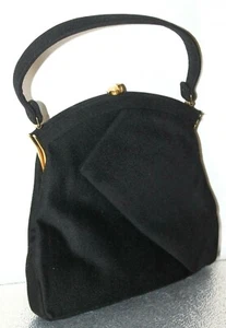 Sydney of California Black Cloth Evening Formal Handbag Purse Vintage 1960's - Picture 1 of 10
