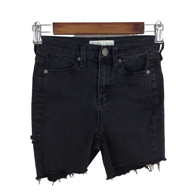 Mudd Raw Hem Cut-Off denim shorts womens size 0 FLX stretch distressed black - Image 1 of 4