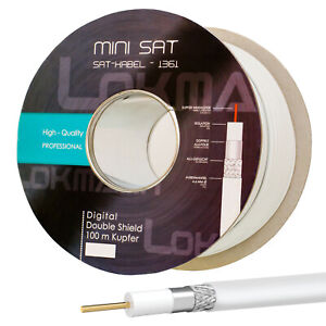 MINI SAT Antennen Koaxial kabel Reines Kupfer 100m extra dünn CU 4,6mm HD 3D 4K
