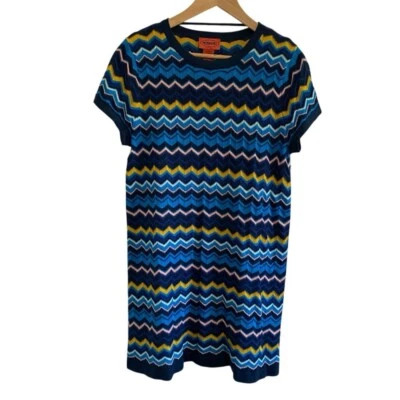 Missoni Women for Target Chevron Short Sleeve Knit Dress Blue Stripe Size Large - Image 1 of 4