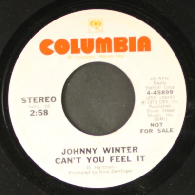 JOHNNY WINTER: can you feel it / mono COLUMBIA 7" Single 45 RPM Foto 1 de 2