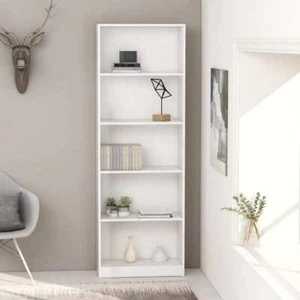 5-Tier Book Cabinet White 60x24x175 cm Chipboard - Picture 1 of 7