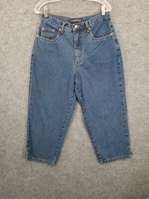 Halston Jeanswear Jeans Womens 12 Capri High Rise Logo Tapered Leg Blue Denim  - Image 1 of 4