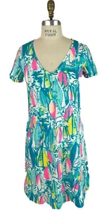 Lilly Pulitzer Jessica Dress Short Sleeve Cotton Multi Beach and Bae Sz L - Picture 1 of 7