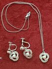 Vtg Marathon Sterling Silver & Pearl Earrings & Necklace Set -JB#37