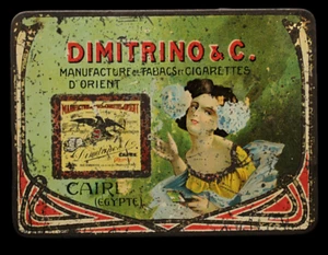 Alte Selten Blechdose Dimitrino "Turf" 100 Ägypten Zigaretten Cigarettes Tin - Bild 1 von 8