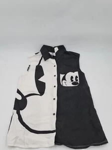 Vintage Disney Mickey & Co Sleeveles Shirt Womens Medium Button Up Black & White - Picture 1 of 6