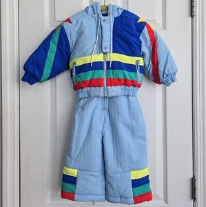 Vintage Snow Suit Colorblocked London Fog Toddler SPORTS Size 18M 2 Piece 1980s  - Picture 1 of 10