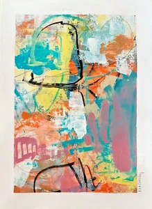 OOAK painting art Bold Contemporary Abstract Expressionism Vivid Colors by KatC - Picture 1 of 8