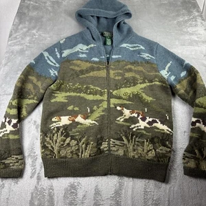 Lauren Ralph Lauren Pullover Herren Medium Wolle Jagdhund handgestrickt Kapuze Reißverschluss - Bild 1 von 16