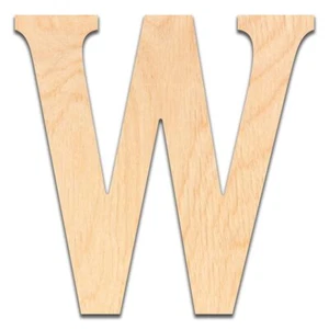 4” Tall Wooden Letter W – 1/4” Thick Baltic Birch – Paintable DIY Decor Signs... - Picture 1 of 7