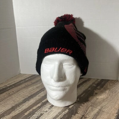 Sombrero de Hockey Bauer Negro Rojo Invierno Gorro con Pelota Nieve Frío Gorra Nueva Era Foto 1 de 4