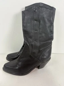 Botas de Vaquero Dingo Cuero Negro Media Pantorrilla Punta Punta Mujer Talla 7.5M Brasil - Imagen 1 de 7