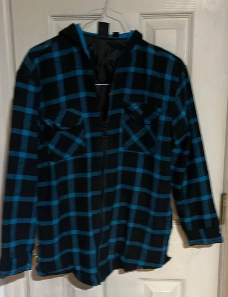 Chaqueta Burnside azul a cuadros con cremallera para niños Foto 1 de 4