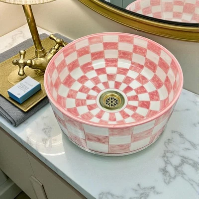 Ceramic Vessel Sink, Boho Bathroom Sink, Pottery Art Basin, Decorative basins Foto 1 de 4