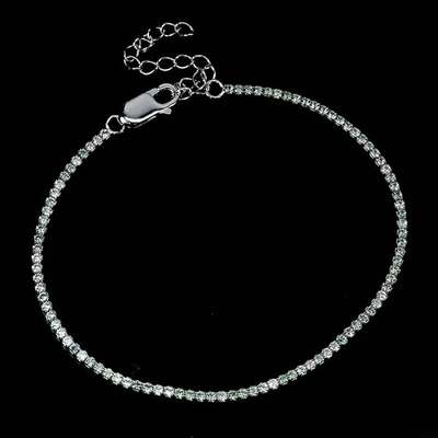 925 Пробы браслет сапфир круглый бриллиант огранки драгоценных камней ювелирных изделий 8 дюймов - Изображение 1 из 4