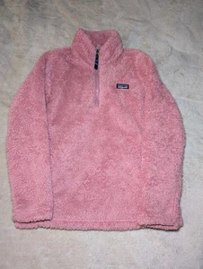 Patagonia Girls Los Gatos Pink Teddy Fleece Hooded Zip-Up Jacket Size M 10 - Picture 1 of 9