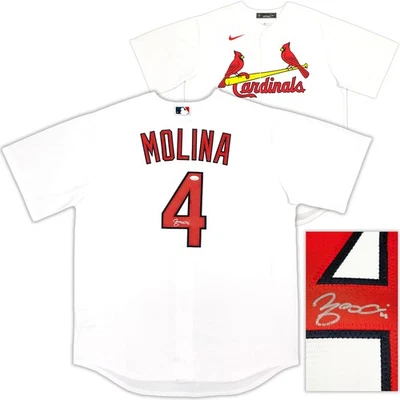 Camiseta Nike blanca firmada por Yadier Molina de los Cardenales de San Luis talla grande JSA Foto 1 de 4