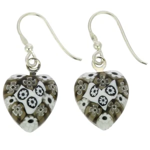 Pendientes de corazón de vidrio GlassOfVenice Murano Millefiori - plateados - Imagen 1 de 4