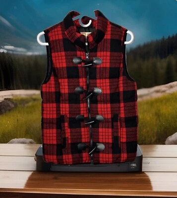 Chaleco chaqueta acolchada tallada con volantes para mujer Buffalo mezcla de lana a cuadros talla pequeña Foto 1 de 4