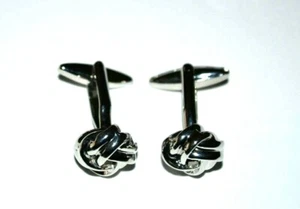 Cufflinks Silver Tone Tied Knot - Picture 1 of 3