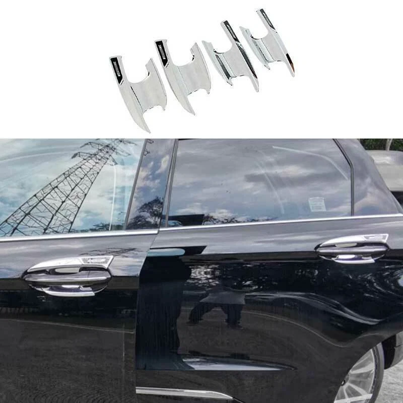 Cubierta de cuenco de puerta lateral exterior de hoja cromada 4 piezas apta para Ford Edge 2015-2021 Foto 1 de 4