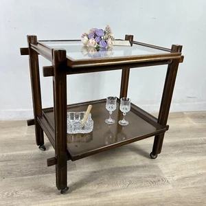 Carrello Bar Antico in Legno Portavivande con rotelle Vintage anni 60 Tavolino - Foto 1 di 13