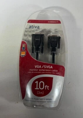 Ativa VGA/SVGA Monitor Cable 6 Feet HDB 15 Male/ HDB Male Connect Monitor to PC - Image 1 of 2