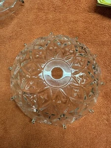 Antique Pressed Glassl Chandelier Bobeche, 5-1/2” w/ Ten Prism Pins - Picture 1 of 2