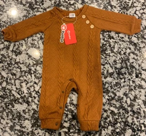 PatPat Baby Boy/Girl Solid Cable Knit Long Sleeve Romper Jumpsuit One-Piece, NEW - Picture 1 of 9