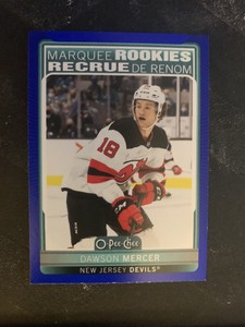 2021-22 O-Pee-Chee Marquee Rookie Blue Border Dawson Mercer RC - Devils