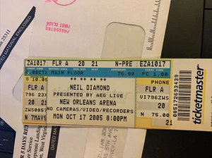Neil Diamond 1 Concert Ticket Unused Full Ticket Stub New Orleans Arena 10-17-05 - Picture 1 of 1
