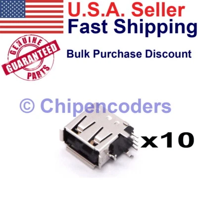 10 pcs USB Type-A Female Socket Connector PCB Mount Vertical Board Space Saver - Image 1 of 4