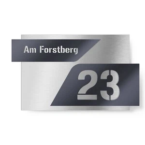 Graviers Hausnummerschild Straße Anthrazit RAL 7016 Lasergravur Haus Nr. Schild - Bild 1 von 2