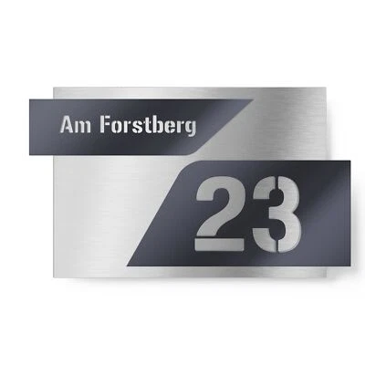 Graviers Hausnummerschild Straße Anthrazit RAL 7016 Lasergravur Haus Nr. Schild - Image 1 of 2
