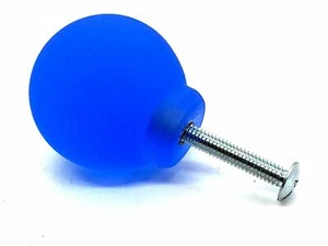 4 x ICED COOL BLUE KNOBS 33mm frosted round resin ball cupboard drawer knob (138 - Picture 1 of 7