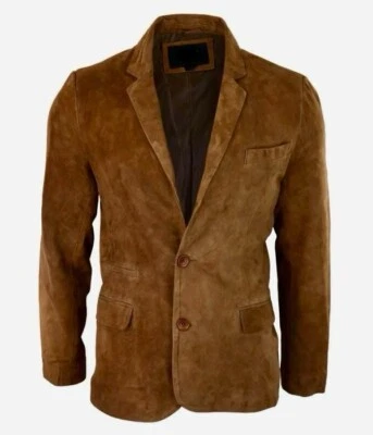 MILANO SPORTS BLAZER COAT TAN Suede Classic Tailored Soft 100% Real Suede Jacket - Image 1 of 4
