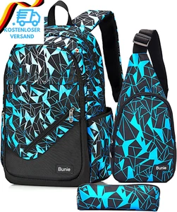 Bunie Rucksack Für Jungen Große Büchertasche Wasserdichte Schultasche Federmäppc - Bild 1 von 12