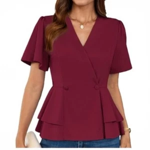 Grace Karin Damen burgunderrot Schößchen Top Bluse-Größe Small-Neu mit Etikett - Bild 1 von 1