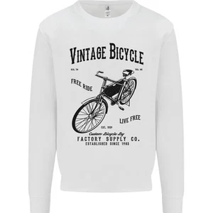 Vintage Bicycle Cycling Cyclist Retro Bike Kids Sweatshirt Jumper - Picture 1 of 23