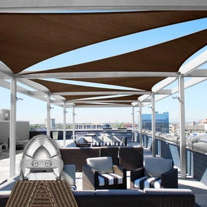 Right Triangle Sun Shade Sail Fabric Cover Heavy Duty Brown Patio Yard Pool Home - Picture 1 of 9