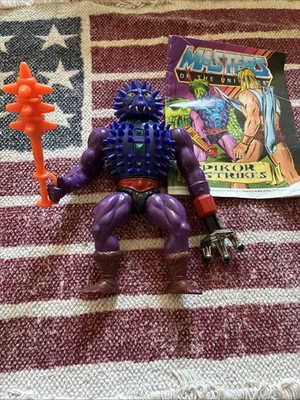 MOTU 'Spikor' 1984 sin tarjeta, tiene cómic, tridente de brazo de palo con púas. (Desgaste de pintura) Foto 1 de 4